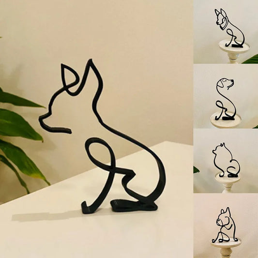 Sculpture d'art minimaliste de chien et de chat