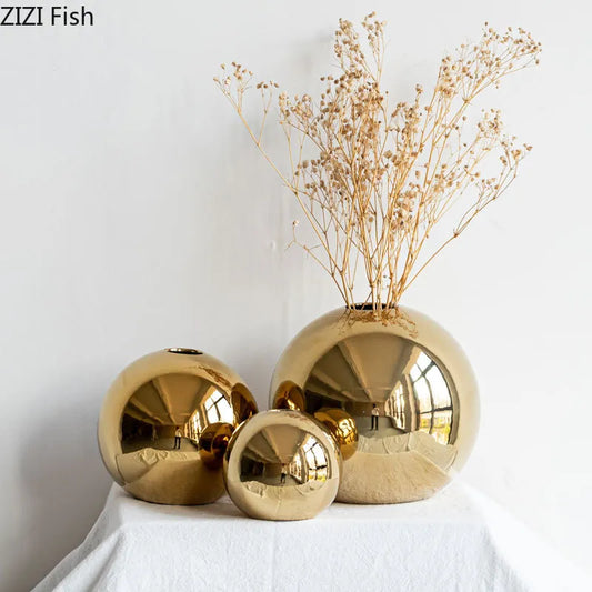 Golden Ball ceramic vase