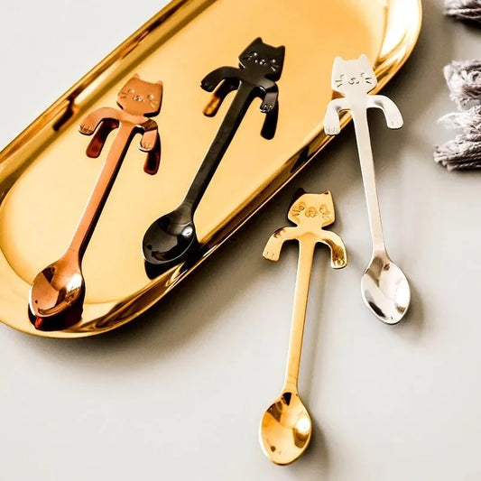 Stainless Steel Kitten Coffee Spoon, 4pcs/set 