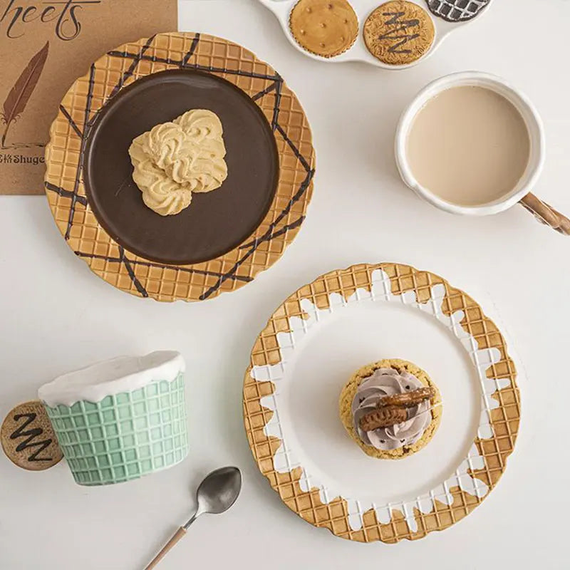 Tasse à café en forme de biscuit gaufré