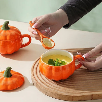 Tasse Citrouille d'Halloween en Céramique avec Cuillère