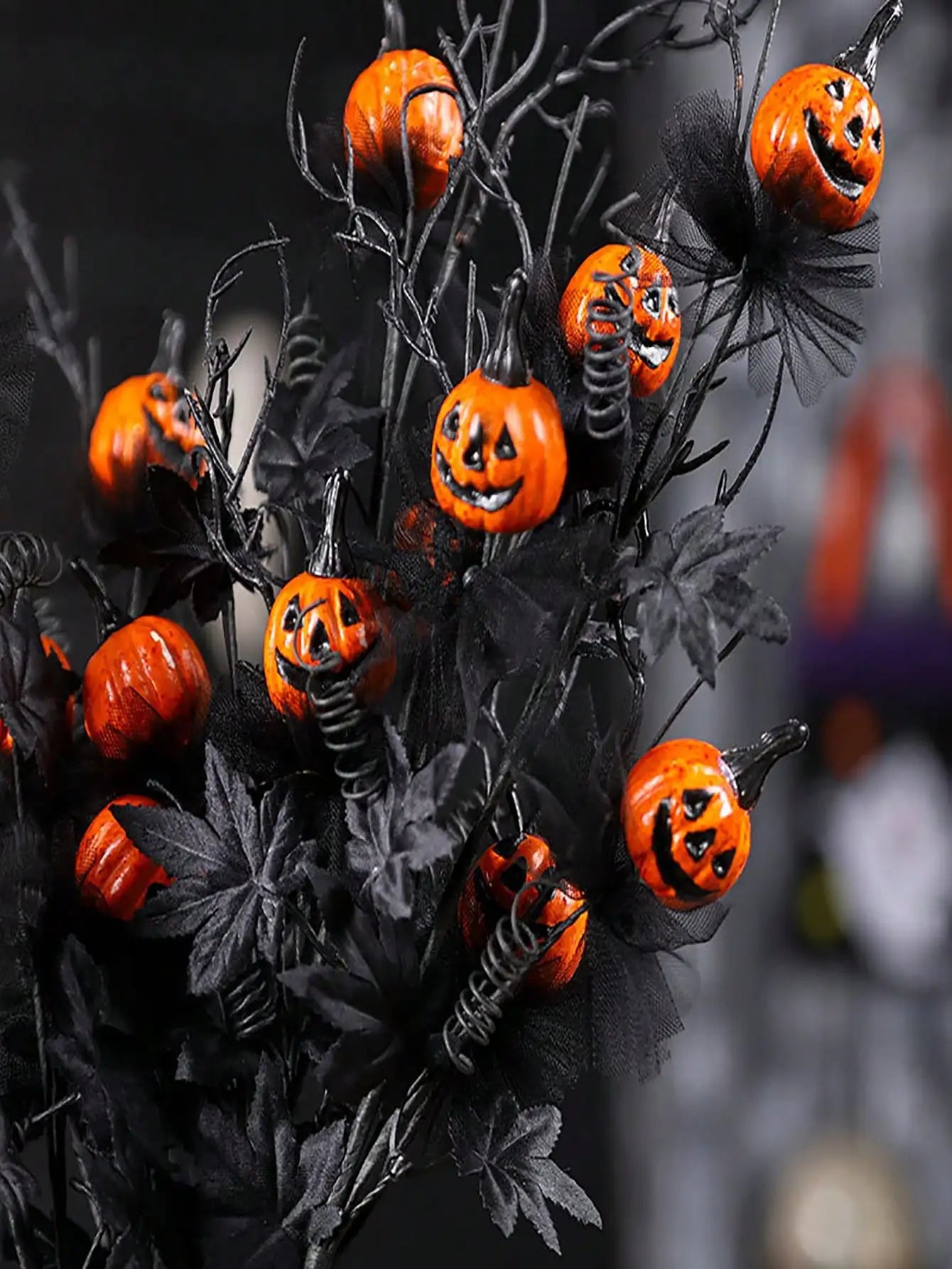 Artificial Spooky Black Pumpkin Bouquet 