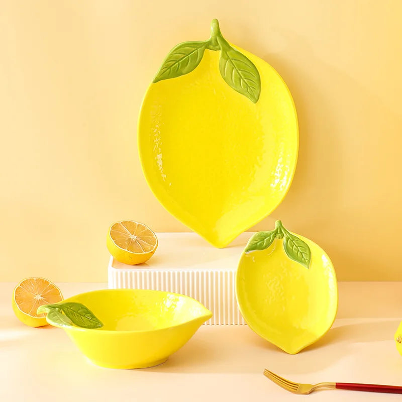 Assiettes en céramique en forme de citron