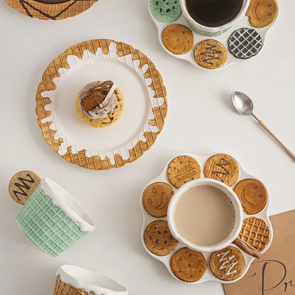 Tasse à café en forme de biscuit gaufré