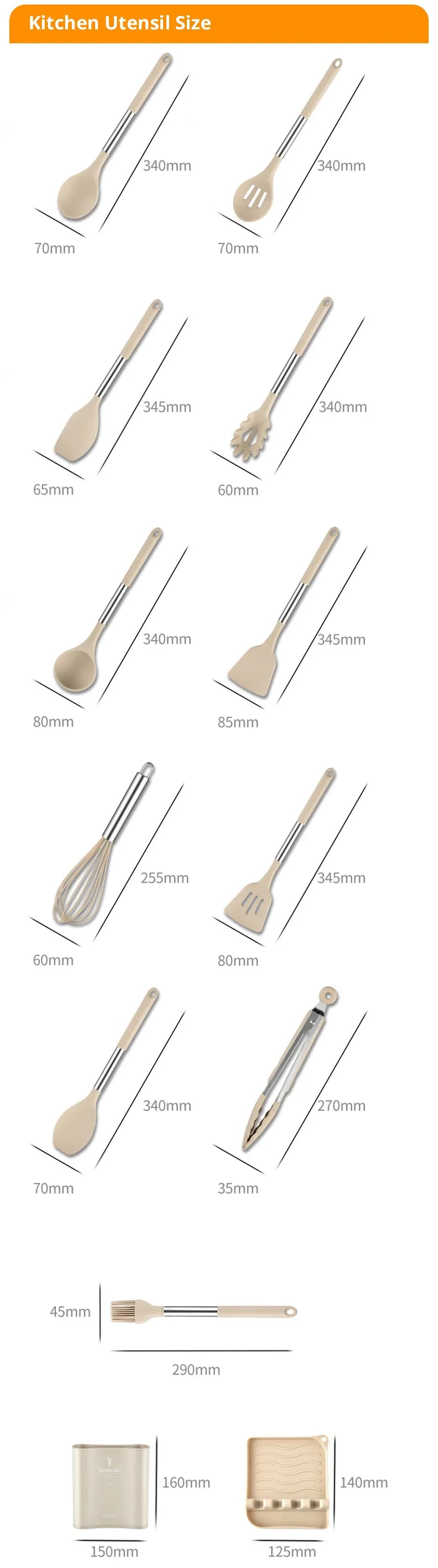 Ensemble d'ustensiles de cuisine en silicone