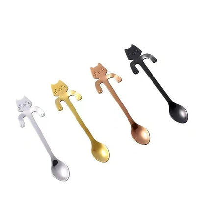 Cuillère à café chaton en acier inoxydable, 4pcs/set