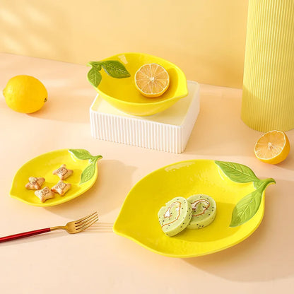 Assiettes en céramique en forme de citron