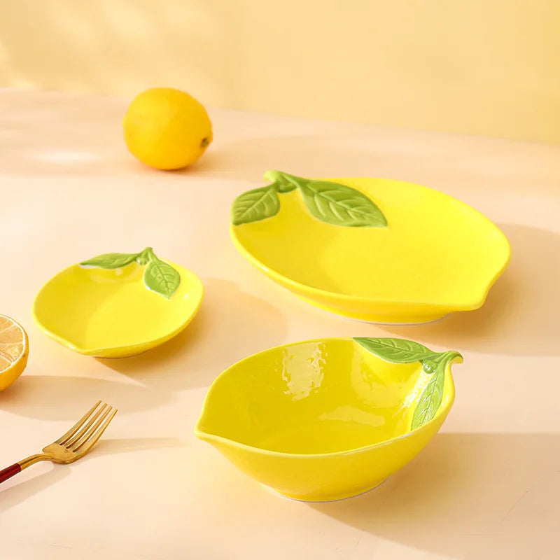 Assiettes en céramique en forme de citron