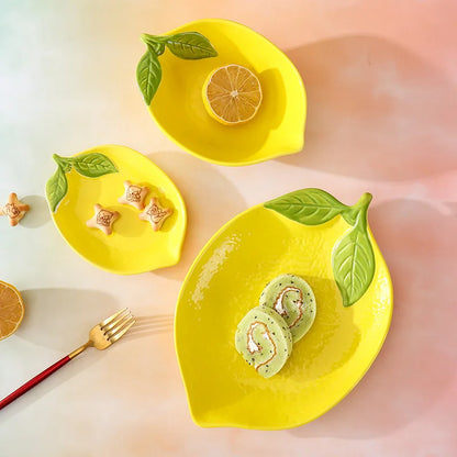 Assiettes en céramique en forme de citron