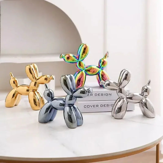 11cm Mini Ceramic Balloon Abstract Dog Ornament 