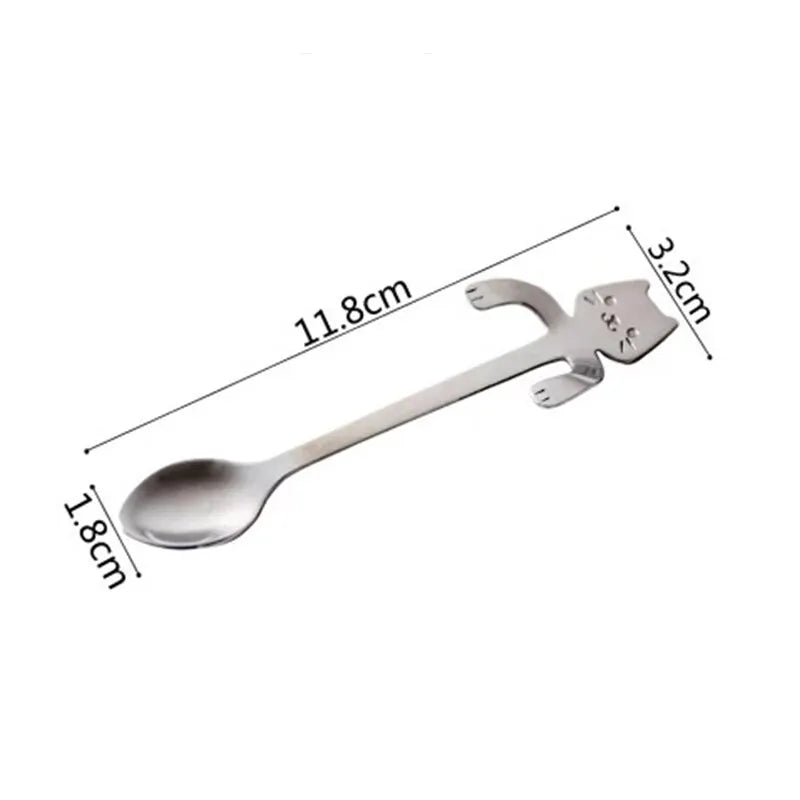 Cuillère à café chaton en acier inoxydable, 4pcs/set